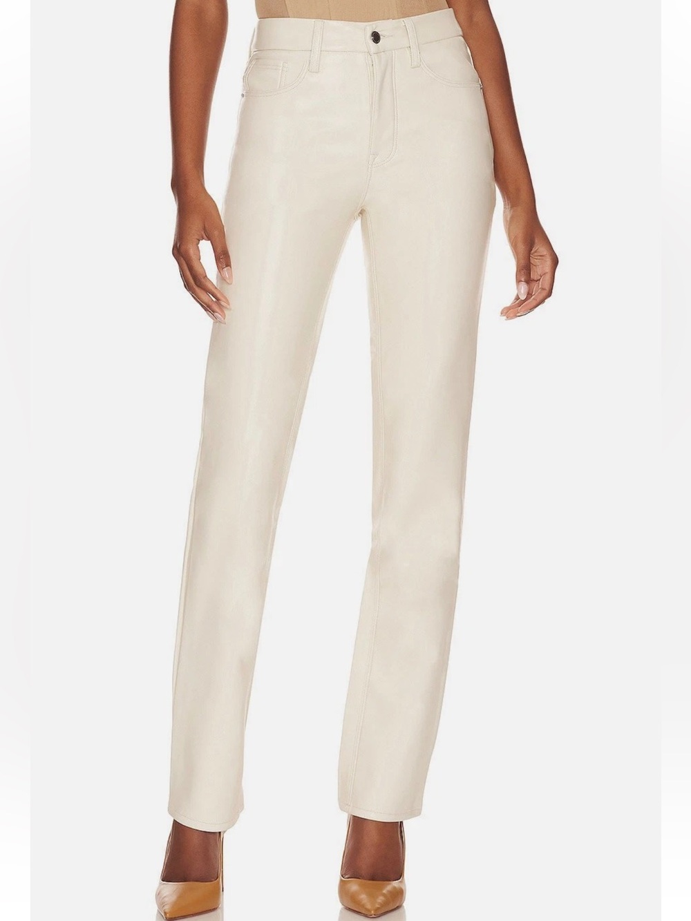 NWT Good American Bone Vegan Leather Pants Size 15